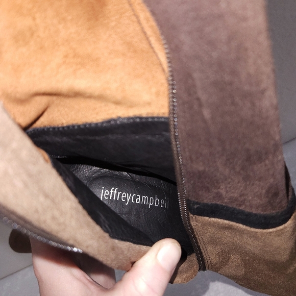 JEFFREY CAMPBELL Finestra OTK Over the Knee Patchwork Heeled Boots - Picture 8 of 13